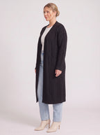 Cabnitte Cable Knit Longline Cardigan – Ribbed Knit Open Front Sleeveless Women Autumn Layering Gilet