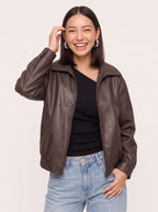 Foltaire Faux Leather Bomber Jacket – Oversized Women Casual Autumn Streetwear Biker Jacket