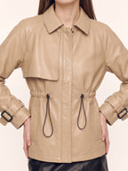 Draloop Belted Trench Coat – Faux Leather Women Casual Autumn Winter Oversized Longline Jacket