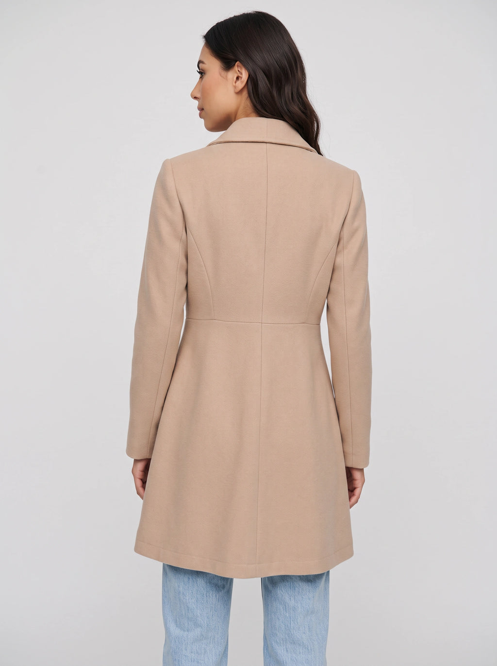 Shawdral Shawl Collar Midi Coat – Double Breasted Trench Women Formal Office Autumn Workwear Longline Coat
