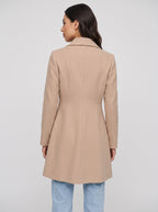 Shawdral Shawl Collar Midi Coat – Double Breasted Trench Women Formal Office Autumn Workwear Longline Coat