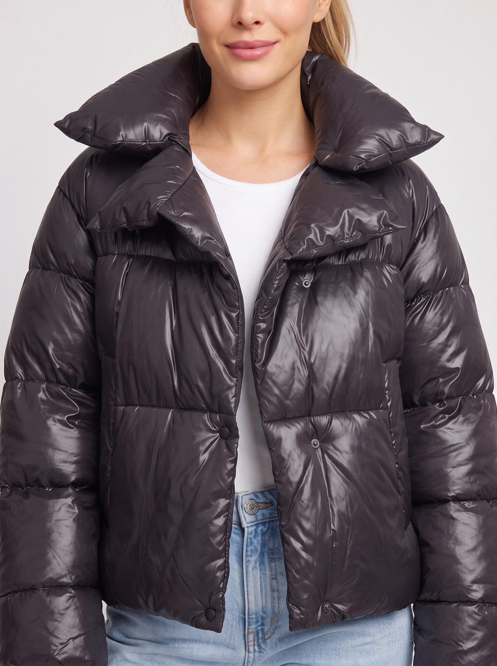 Pilloca Oversized Double-Layer Puffer Jacket – Winter Women Quilted Padded Cropped Coat