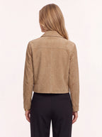 Patchelle Cropped Tailored Jacket – Suede Effect Women Blazer Smart Casual Office Workwear Jacket