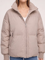 Ribyka Quilted High Collar Puffer Jacket – Padded Winter Coat Women Casual Oversized Puffer Jacket
