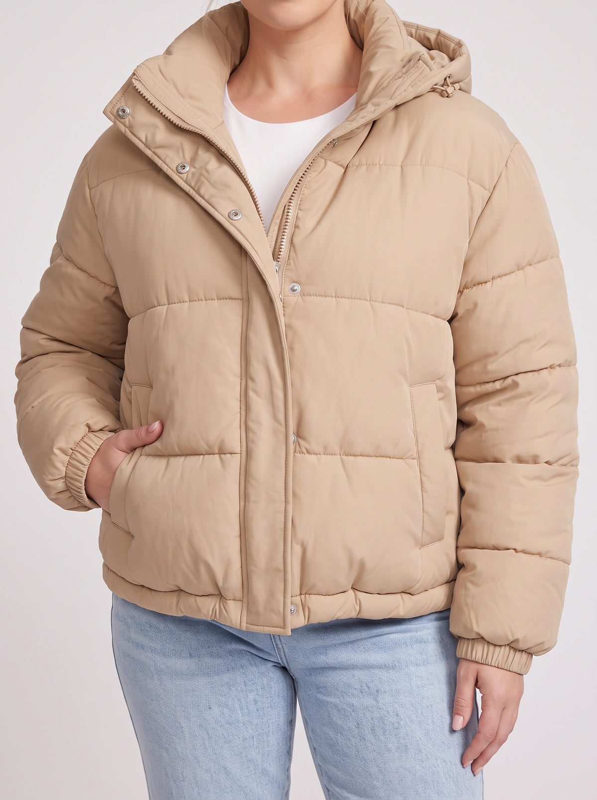 Chanquil Drawstring Puffer Jacket – Quilted Padded Women Autumn Winter Casual Hooded Coat