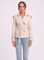 Epuletta Double-Breasted Trench Jacket – Women Belted Office Work Casual Tailored Blazer Coat