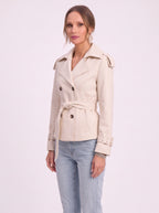 Epuletta Double-Breasted Trench Jacket – Women Belted Office Work Casual Tailored Blazer Coat