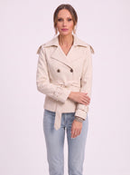 Epuletta Double-Breasted Trench Jacket – Women Belted Office Work Casual Tailored Blazer Coat