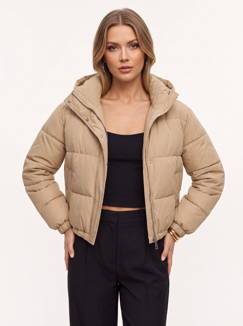 Chanquit Drawstring Waist Puffer Jacket – Oversized Cropped Women Quilted Winter Coat Autumn Streetwear