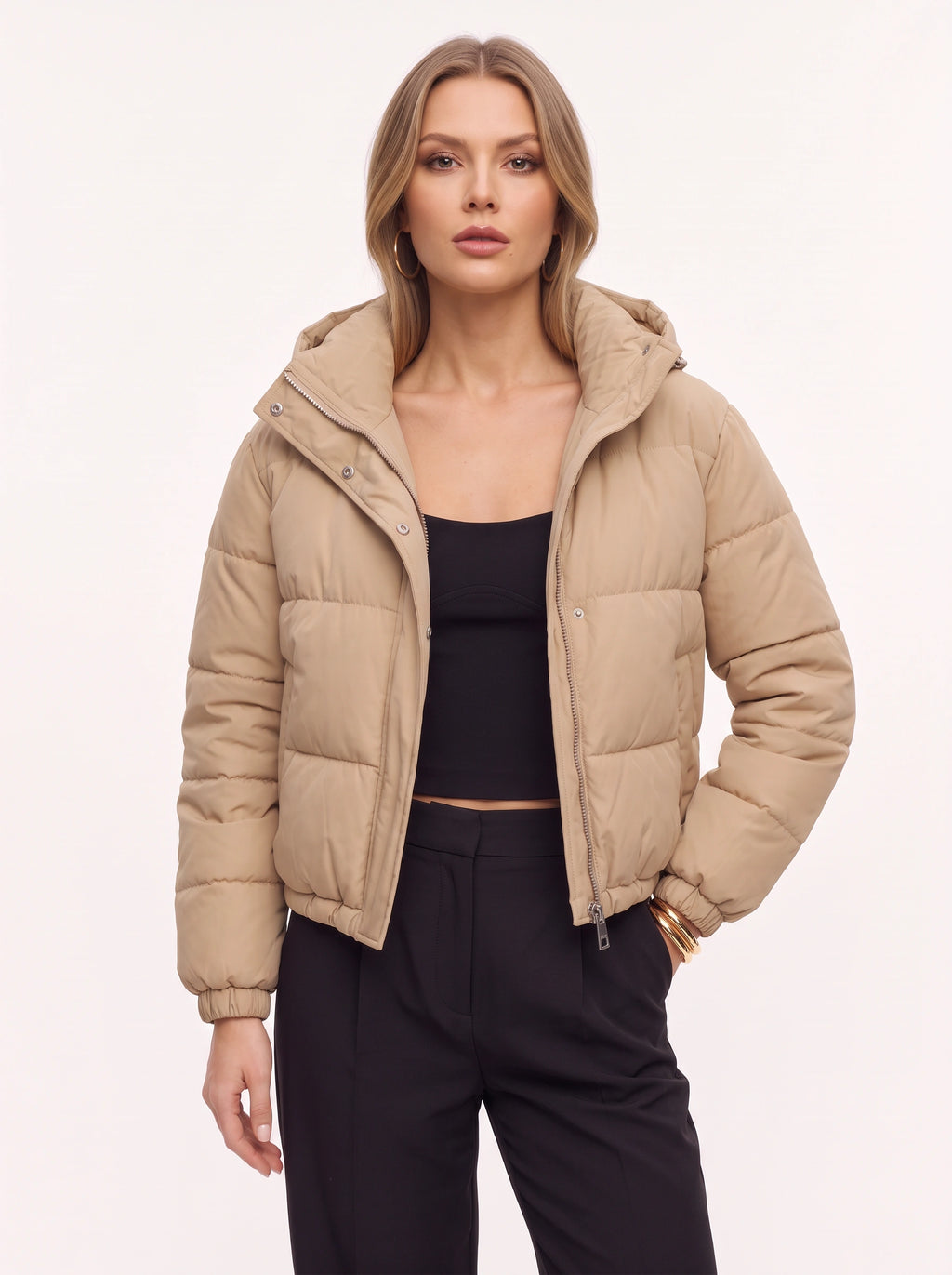 Chanquit Drawstring Waist Puffer Jacket – Oversized Cropped Women Quilted Winter Coat Autumn Streetwear