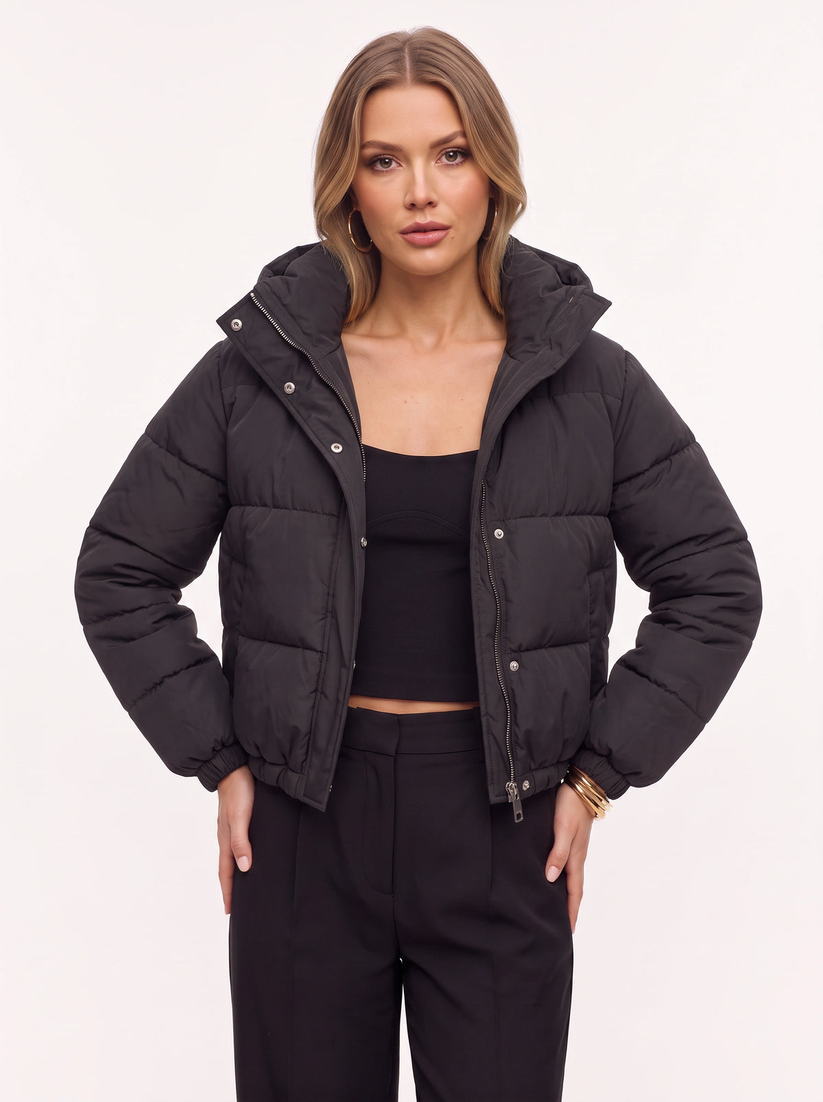 Chanquit Drawstring Waist Puffer Jacket – Oversized Cropped Women Quilted Winter Coat Autumn Streetwear