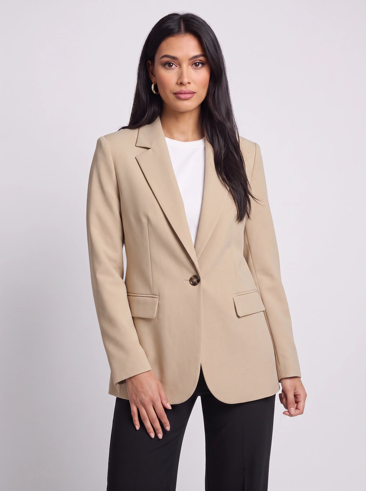 Peknotch Tailored Shawl Collar Blazer – Women Workwear Office Formal Single Button Longline Blazer