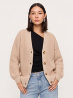 Wafgrid Chunky Knit Button Cardigan – Waffle Knit Cardigan Women Autumn Winter Oversized Knitwear