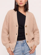 Wafgrid Chunky Knit Button Cardigan – Waffle Knit Cardigan Women Autumn Winter Oversized Knitwear