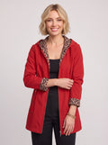 Revoleo Reversible Hooded Longline Jacket – Leopard Print Lined Women Casual Fall Outerwear Zip Jacket