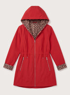 Revoleo Reversible Hooded Longline Jacket – Leopard Print Lined Women Casual Fall Outerwear Zip Jacket