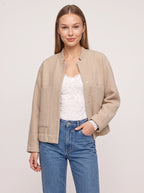 Knibra Ribbed Collar Oversized Bomber Jacket – Women Casual Autumn Workwear Longline Bomber Jacket