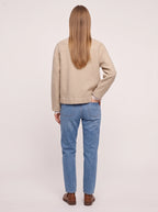 Knibra Ribbed Collar Oversized Bomber Jacket – Women Casual Autumn Workwear Longline Bomber Jacket