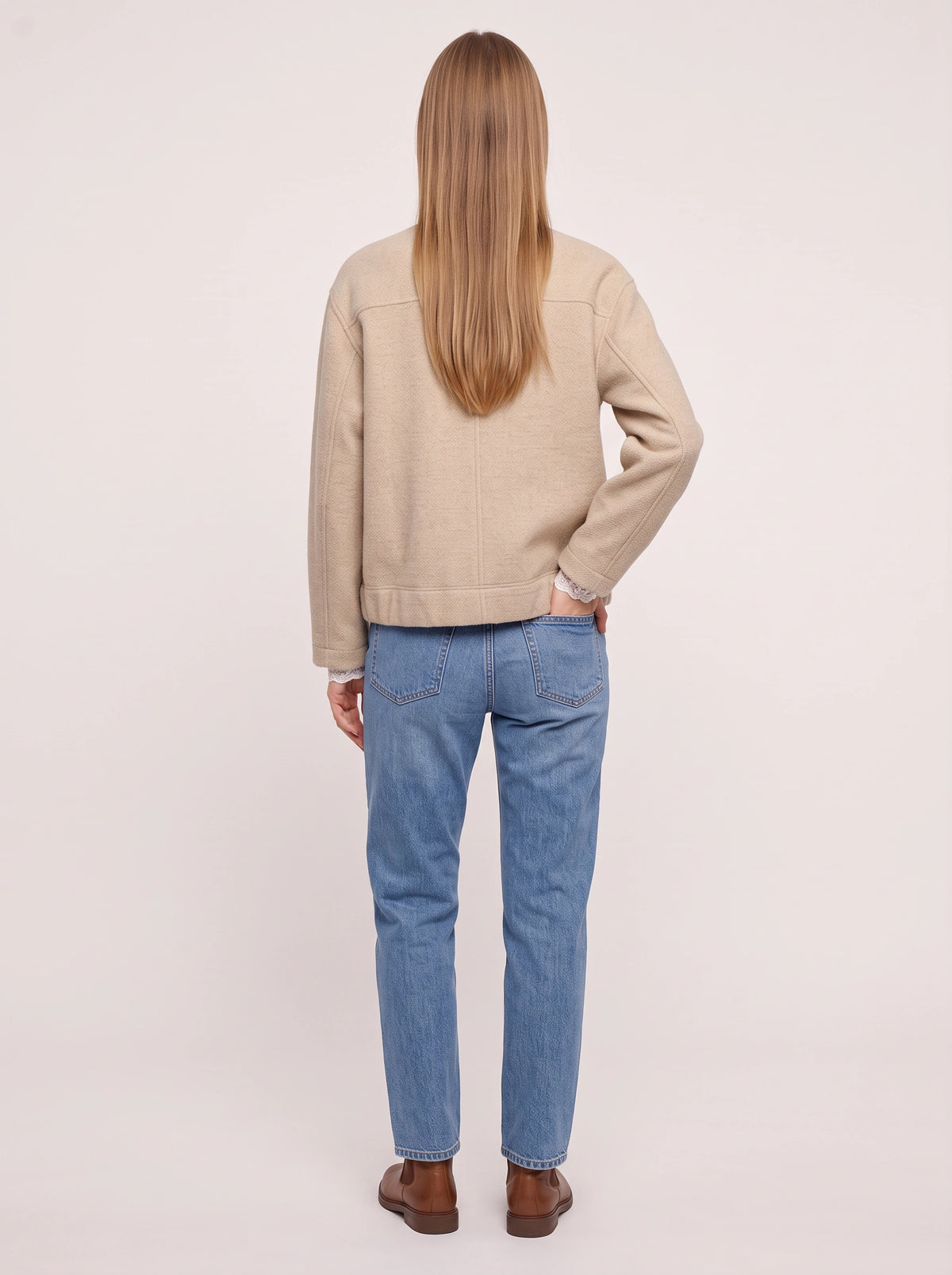 Knibra Ribbed Collar Oversized Bomber Jacket – Women Casual Autumn Workwear Longline Bomber Jacket
