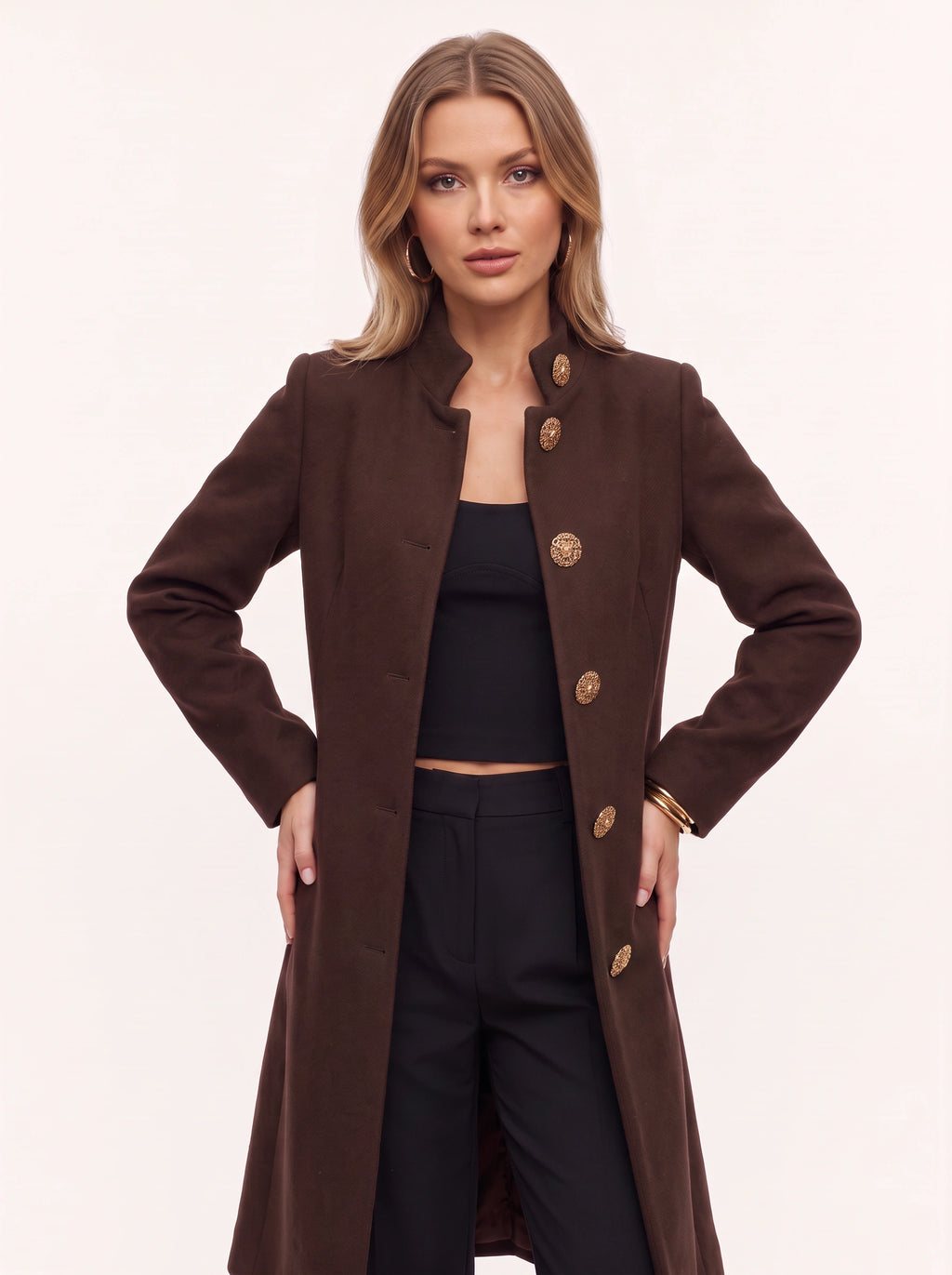 Filigrane Longline Military Gilet – Tailored Women Office Autumn Winter Structured Sleeveless Longline Jacket