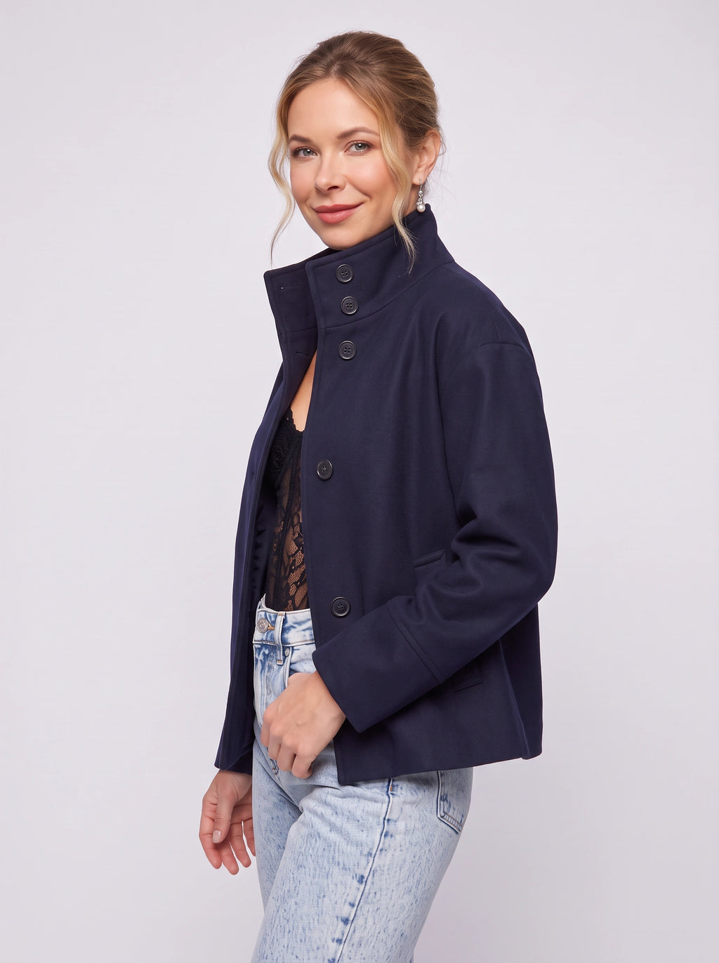Colasyne Oversized Collar Boxy Jacket – Women Casual Workwear Relaxed Fit Button Front Blazer Coat