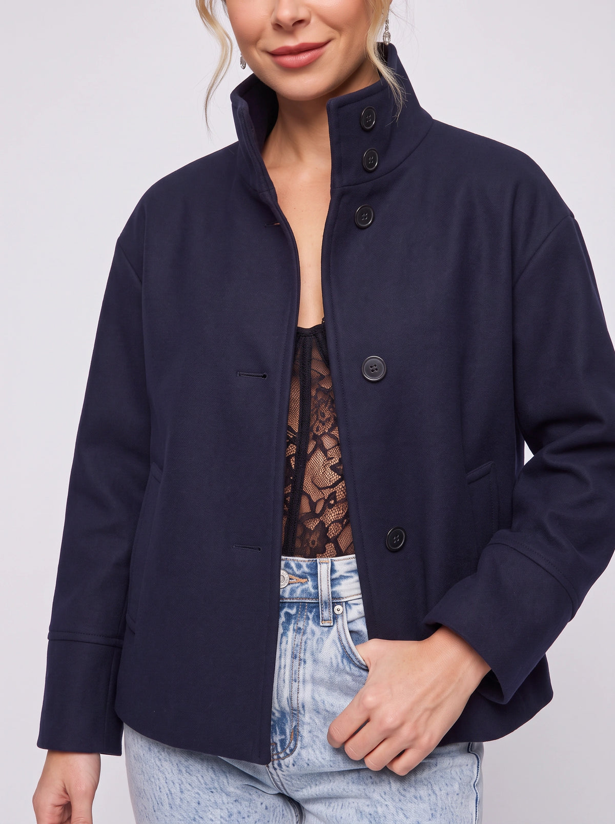 Colasyne Oversized Collar Boxy Jacket – Women Casual Workwear Relaxed Fit Button Front Blazer Coat
