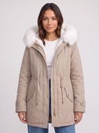 Furhalo Hooded Parka Jacket – Women Faux Fur Hood Winter Casual Longline Drawstring Parka Coat