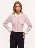 Trimpyn Contrast Collar Crop Cardigan – Fuzzy Knit Women Office Autumn Smart Casual Cropped Cardigan