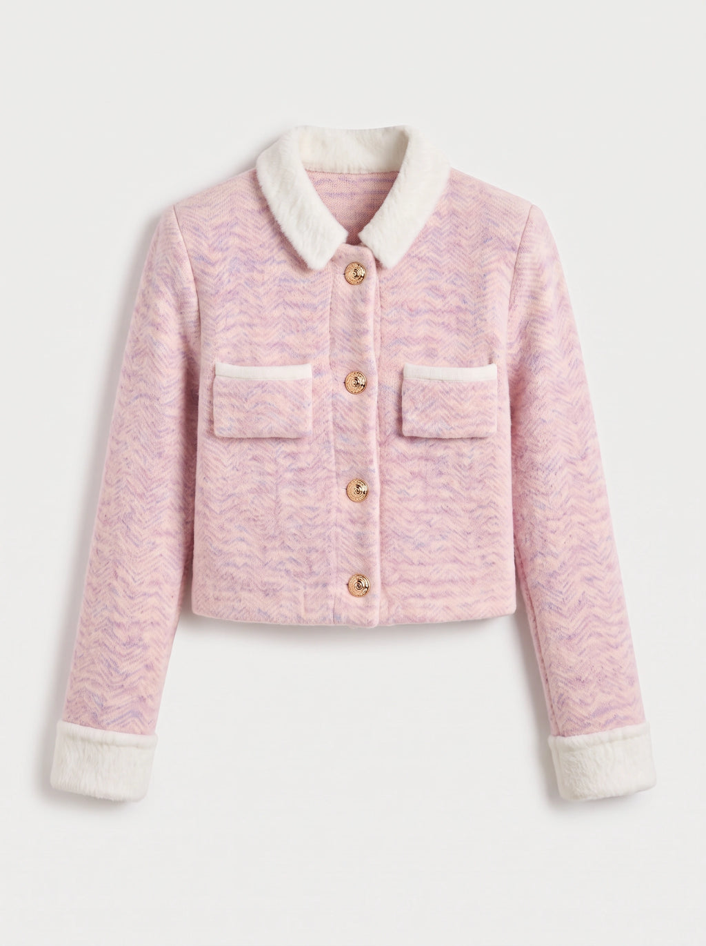 Trimpyn Contrast Collar Crop Cardigan – Fuzzy Knit Women Office Autumn Smart Casual Cropped Cardigan