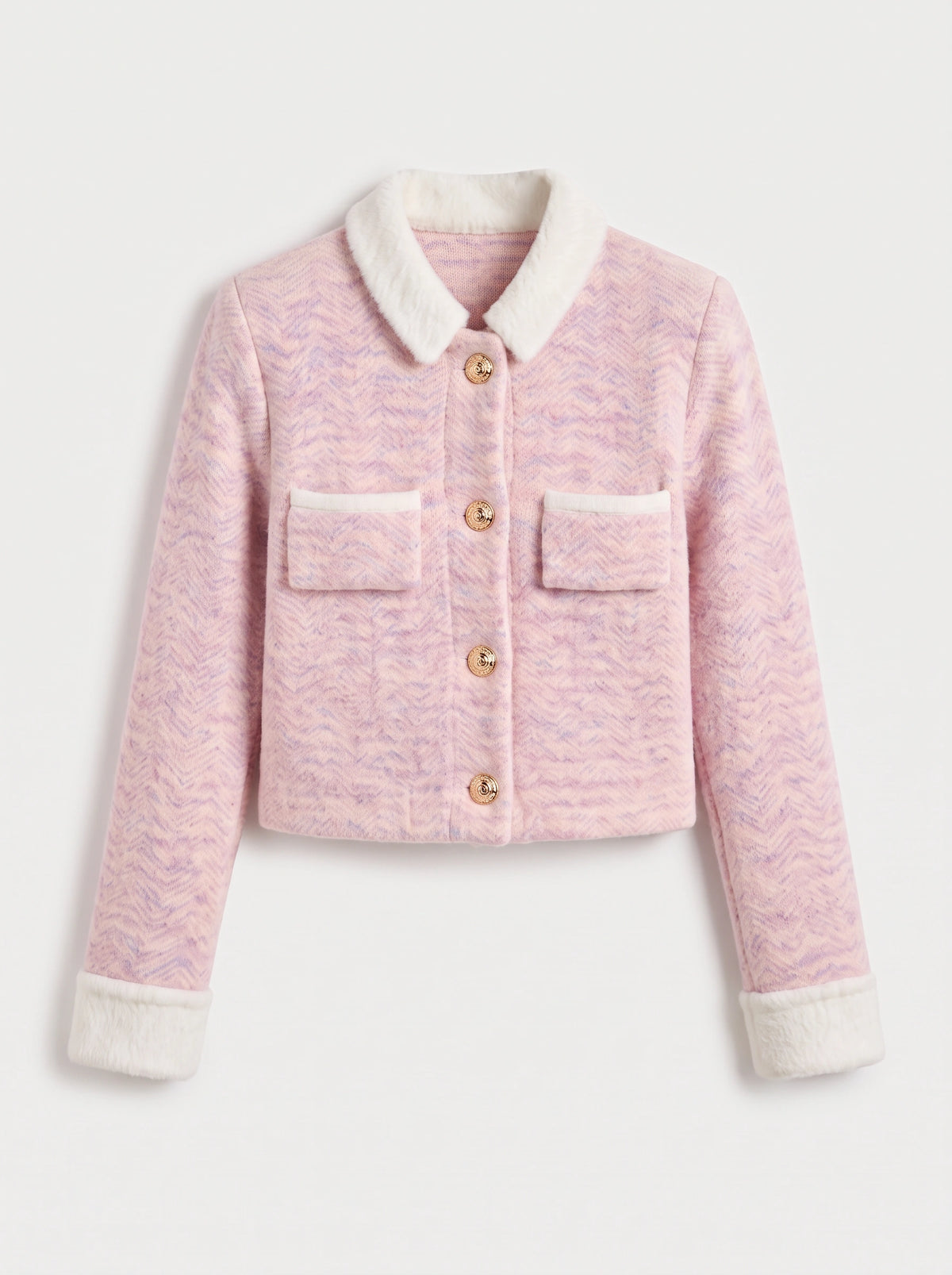 Trimpyn Contrast Collar Crop Cardigan – Fuzzy Knit Women Office Autumn Smart Casual Cropped Cardigan
