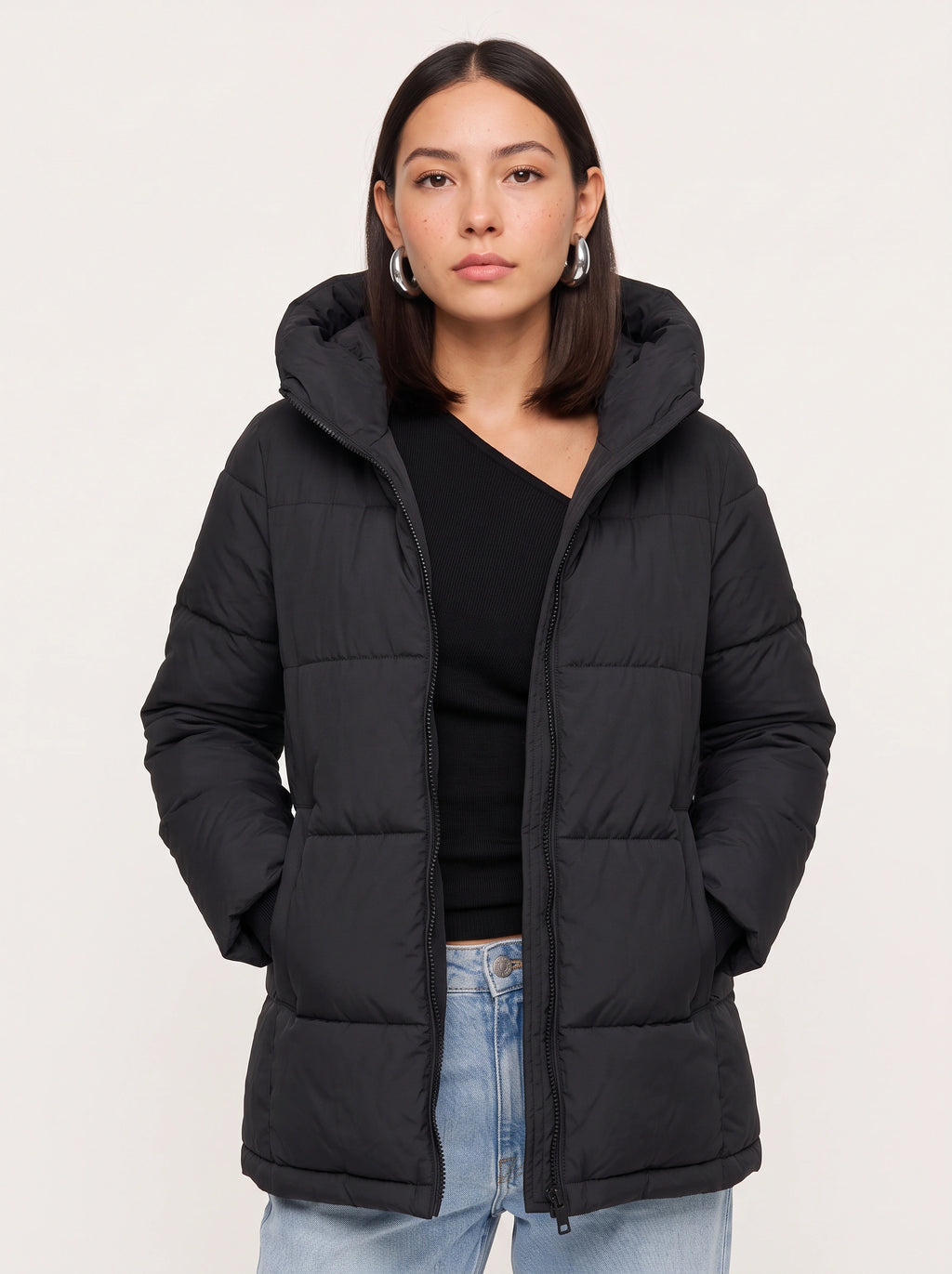 Chafflen Quilted Hooded Puffer Coat – Padded Womens Winter Jacket Casual Streetwear Outerwear