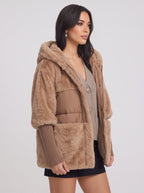 Quilpa Hooded Faux Fur Jacket – Women Winter Oversized Puffer Gilet Teddy Coat Padded Outerwear