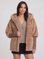 Quilpa Hooded Faux Fur Jacket – Women Winter Oversized Puffer Gilet Teddy Coat Padded Outerwear