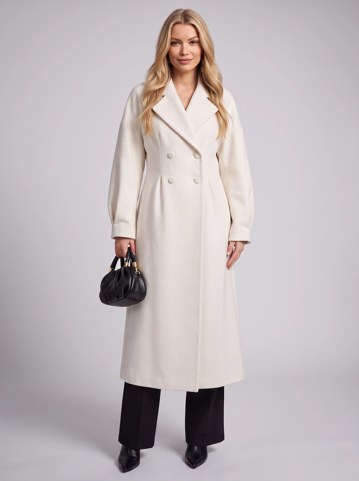 Peklara Double-Breasted Maxi Coat – Longline Tailored Women Formal Wedding Guest Evening Maxi Coat