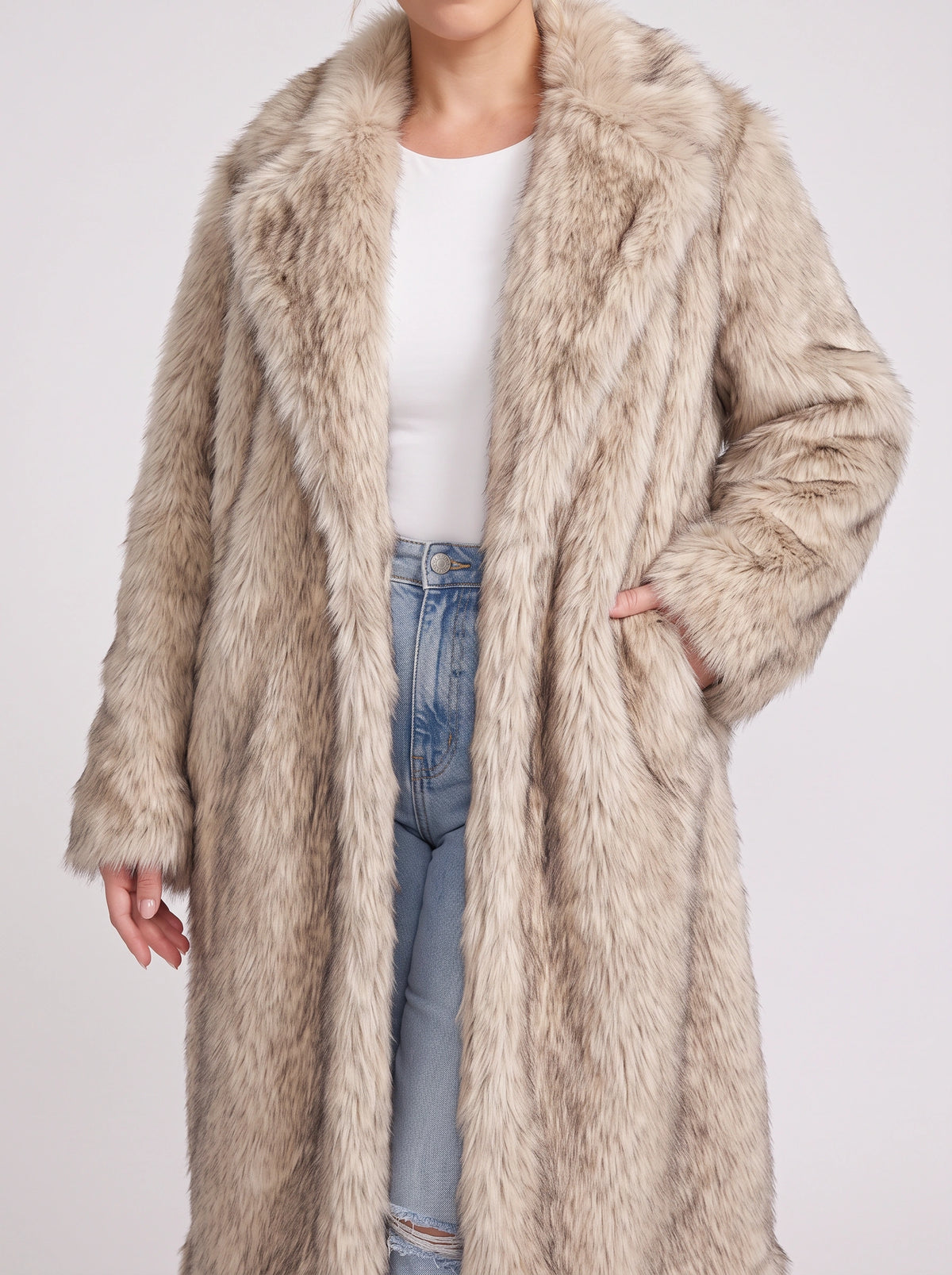 Ripplex Longline Faux Fur Coat – Long Faux Fur Jacket Women Ladies Winter Warm Outerwear Coat