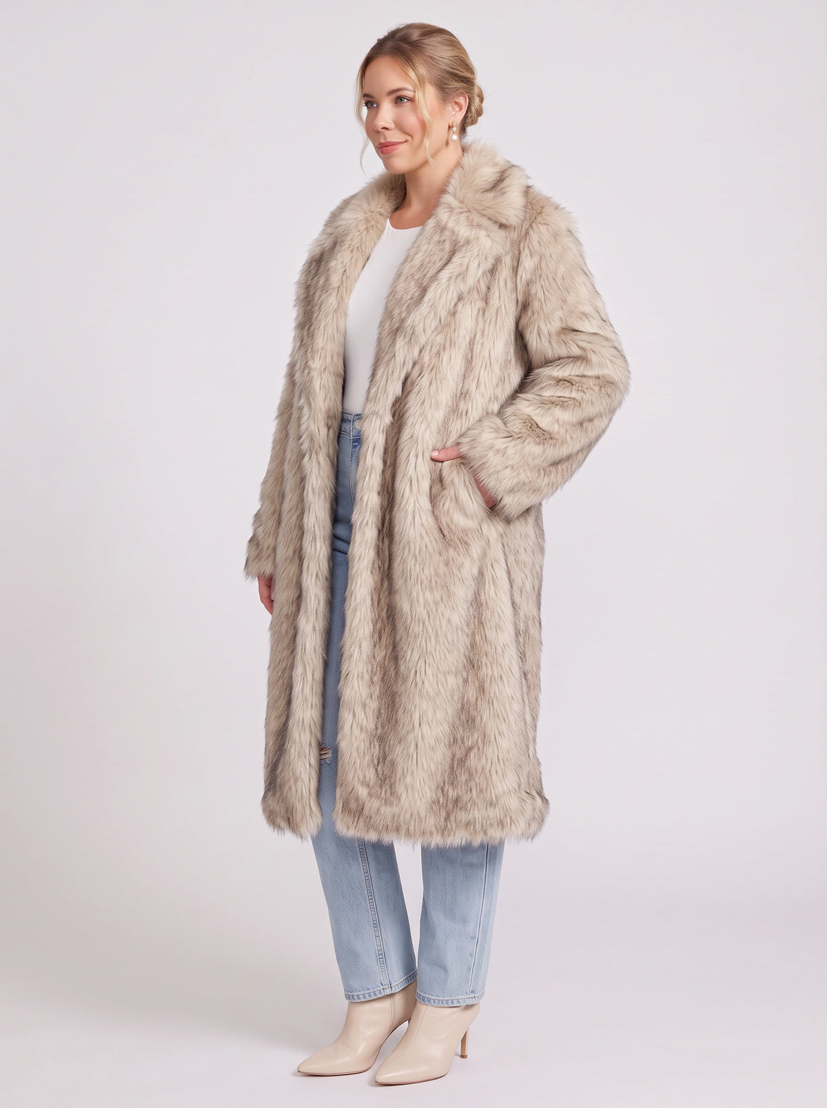 Ripplex Longline Faux Fur Coat – Long Faux Fur Jacket Women Ladies Winter Warm Outerwear Coat