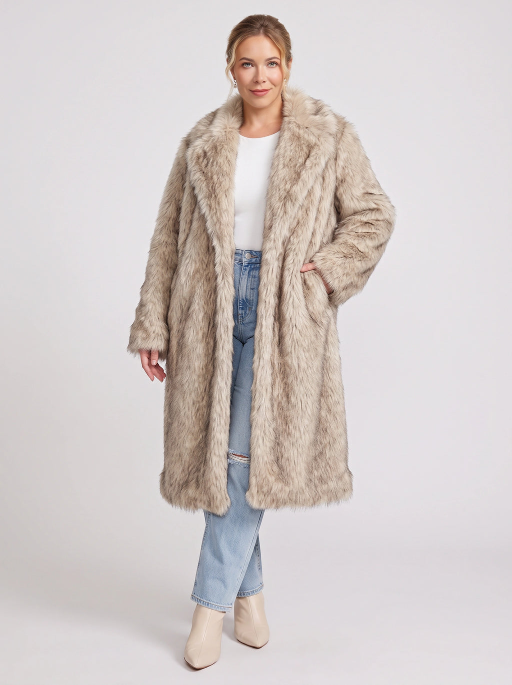 Ripplex Longline Faux Fur Coat – Long Faux Fur Jacket Women Ladies Winter Warm Outerwear Coat