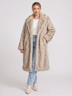 Ripplex Longline Faux Fur Coat – Long Faux Fur Jacket Women Ladies Winter Warm Outerwear Coat