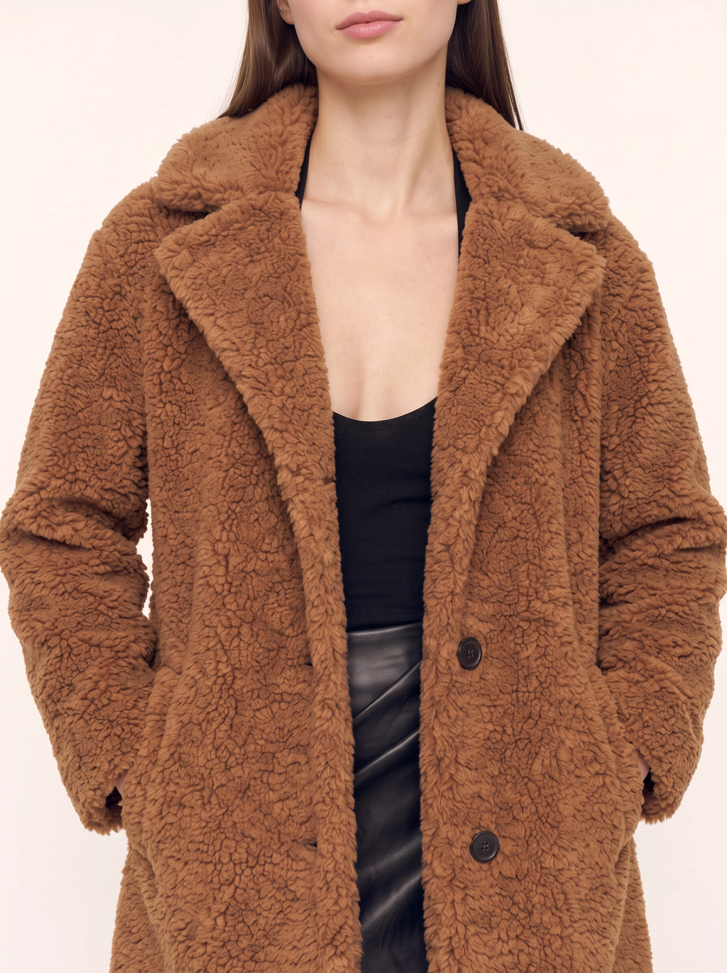 Buttwyn Teddy Single Breasted Coat – Oversized Fluffy Winter Women Longline Teddy Bear Coat