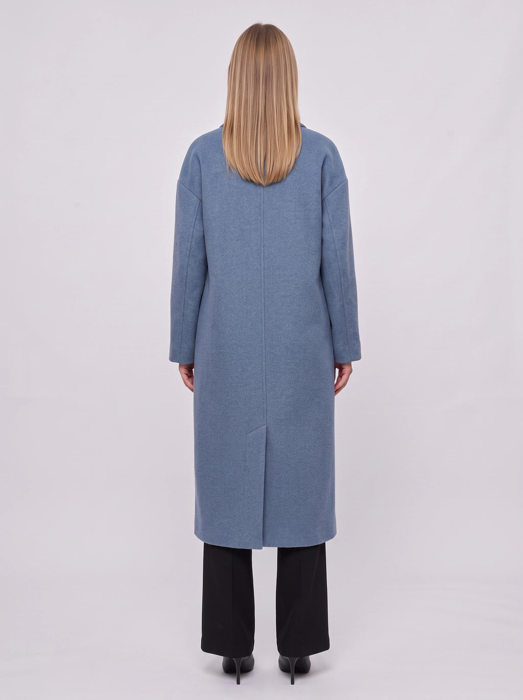 Notchelle Double-Breasted Longline Coat – Women Wool Blend Formal Winter Office Trench Coat