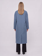 Notchelle Double-Breasted Longline Coat – Women Wool Blend Formal Winter Office Trench Coat