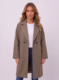 Notchla Double-Breasted Longline Coat – Women Oversized Winter Casual Office Tailored Longline Coat