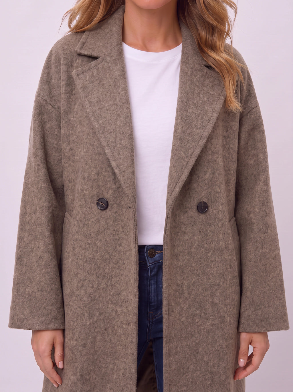 Notchla Double-Breasted Longline Coat – Women Oversized Winter Casual Office Tailored Longline Coat