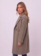 Notchla Double-Breasted Longline Coat – Women Oversized Winter Casual Office Tailored Longline Coat