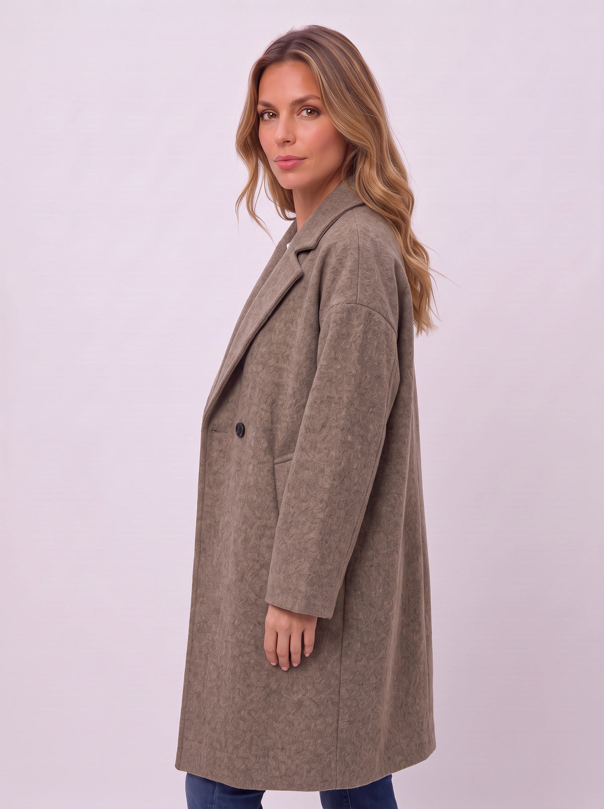 Notchla Double-Breasted Longline Coat – Women Oversized Winter Casual Office Tailored Longline Coat