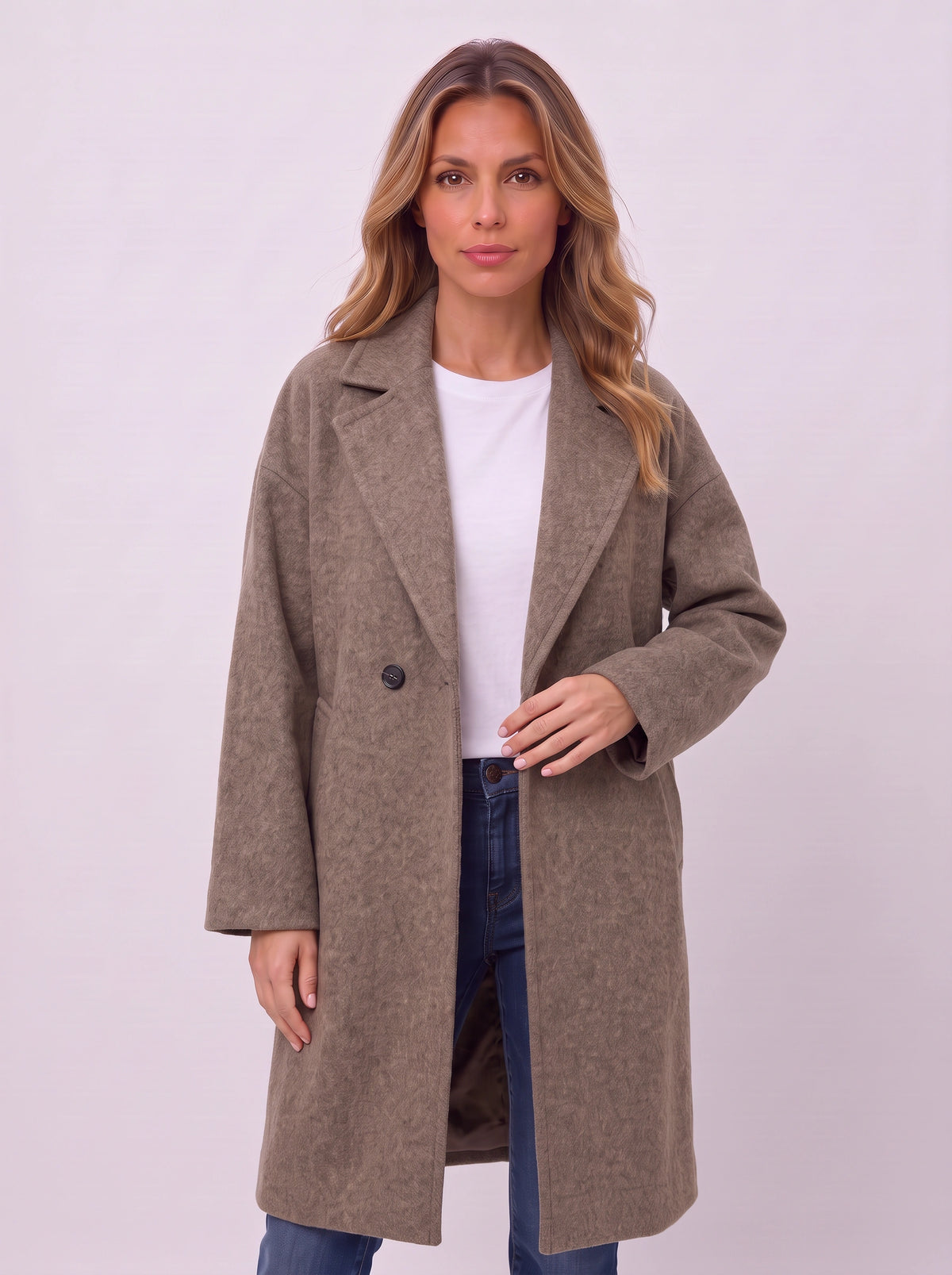 Notchla Double-Breasted Longline Coat – Women Oversized Winter Casual Office Tailored Longline Coat