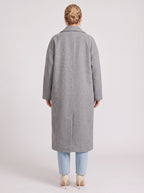 Nohpelle Double-Breasted Longline Coat – Women Oversized Winter Wool Blazer Coat Casual Office Tailored Longline Coat