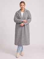Nohpelle Double-Breasted Longline Coat – Women Oversized Winter Wool Blazer Coat Casual Office Tailored Longline Coat