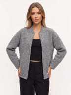Bouclette Textured Longline Cardigan – Wool Blend Button Front Women Oversized Knit Cardigan Fall