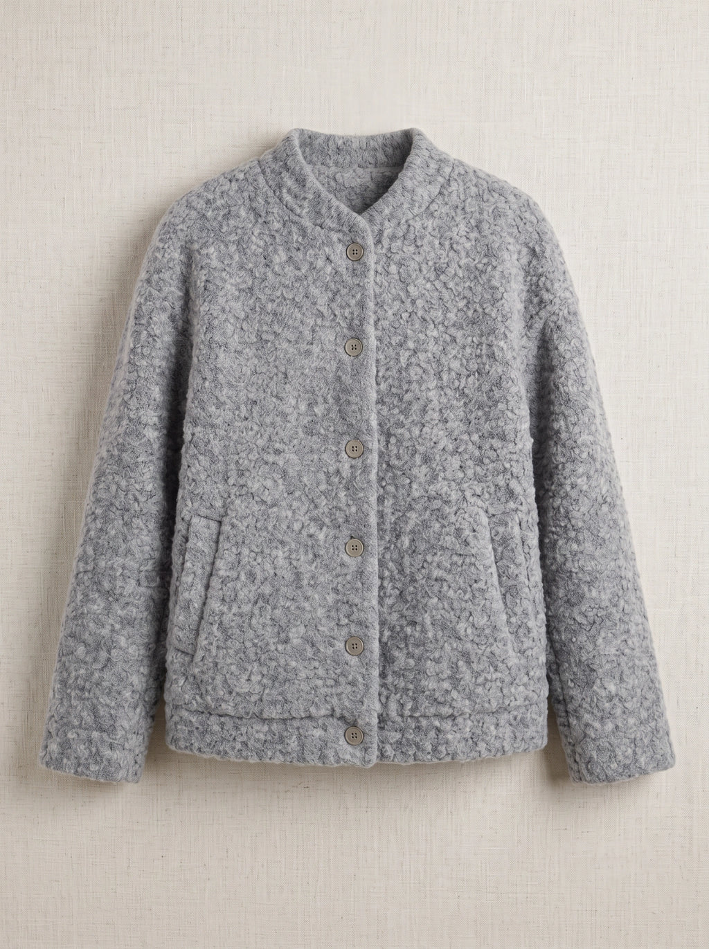Bouclette Textured Longline Cardigan – Wool Blend Button Front Women Oversized Knit Cardigan Fall